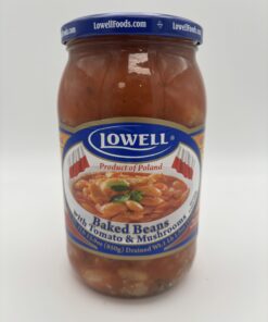 Lowell baked beans with tomato and mushrooms