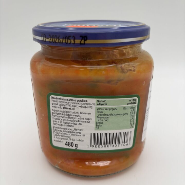 Alternative view of provitus marchewka zasmazane z groszkiem, fried carrot and peas