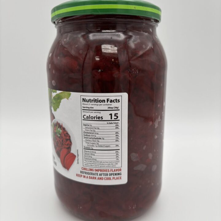 Alternative view of vavel red beets shredded