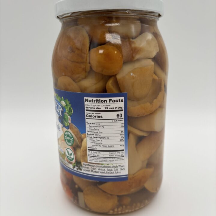 Alternative view of belveder pickled whole cepes