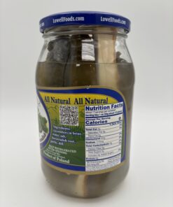 Alternative view of Lowell cucumbers in brine with horseradish
