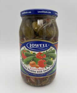 Lowell polish dill pickles with sweet peppers