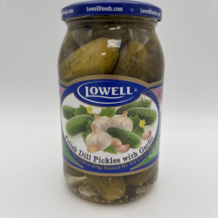 Lowell polish dill pickles with garlic