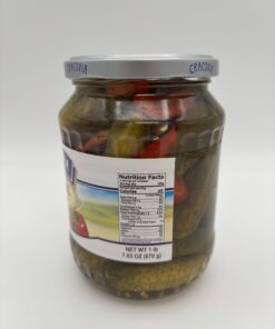 Alternative view of cracovia gherkins in vinegar brine