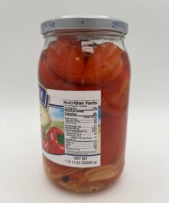 Alternative view of cracovia marinated red peppers quartered peppers in ginger brine