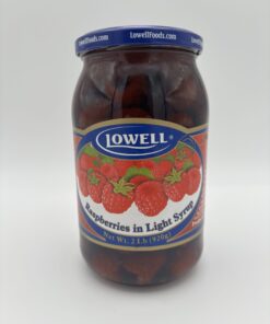 Lowell raspberries in light syrup