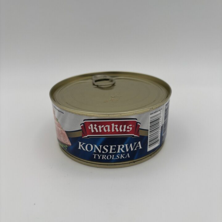 krakus traditional polish seasoned, cured minced pork, konserwa tyrolska