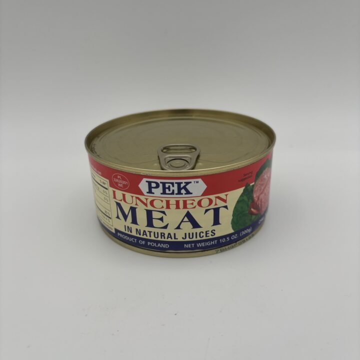 Alternative view of pek przysmak sniadaniowy, luncheon meat in natural juices