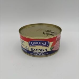 cracovia synka siekana w sosie wlasnym, cured chopped pork and pork skins with gelatin added.