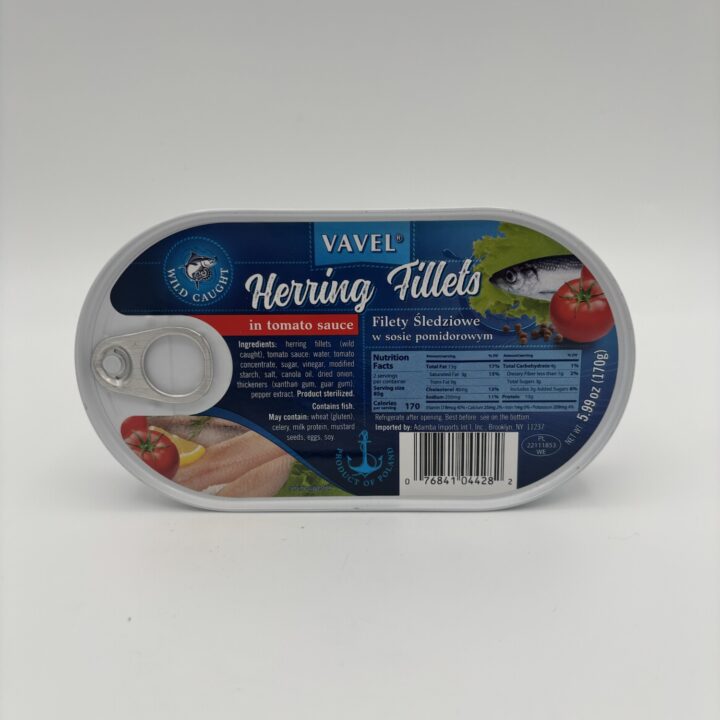 Alternative view of vavel herring fillets in tomato sauce