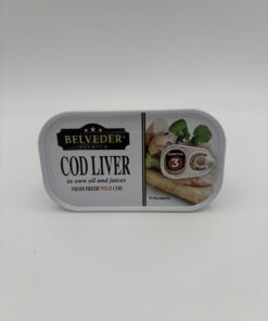 Alternative view of Belveder cod liver in own oil and juices