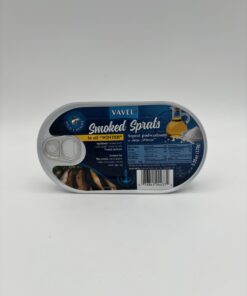 Alternative view of vavel smoked sprats in oil winter