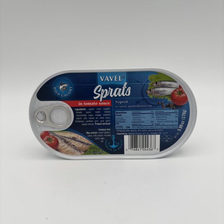 Alternative view of vavel sprats in tomato sauce