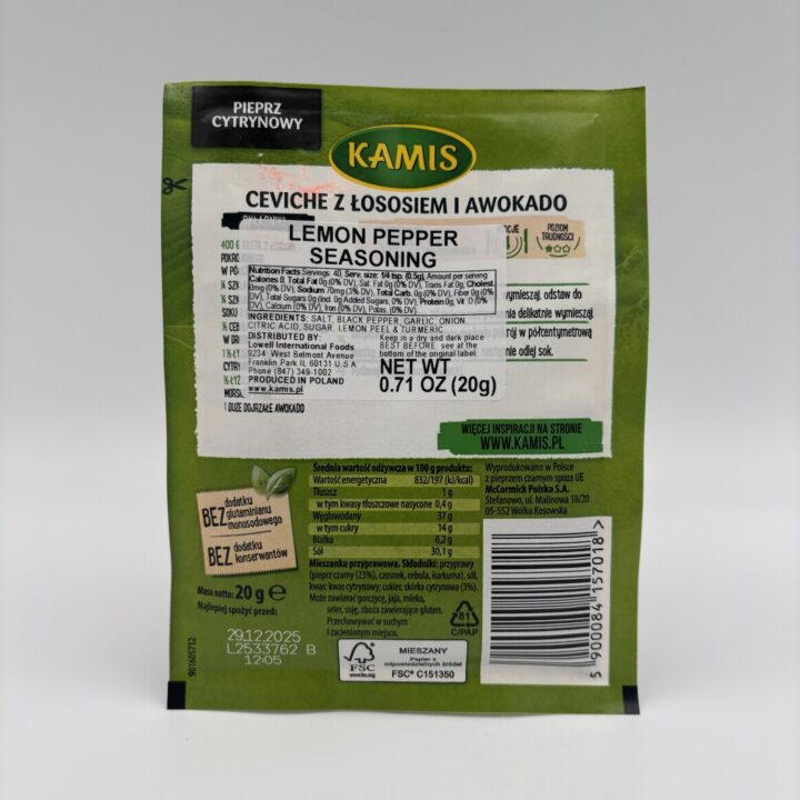Alternative view of kamis pieprz cytrnowy, lemon pepper seasoning
