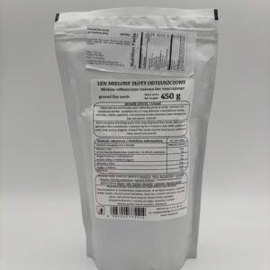 Alternative view of witpak Len mielony zloty odtluszczony ground flax seeds.