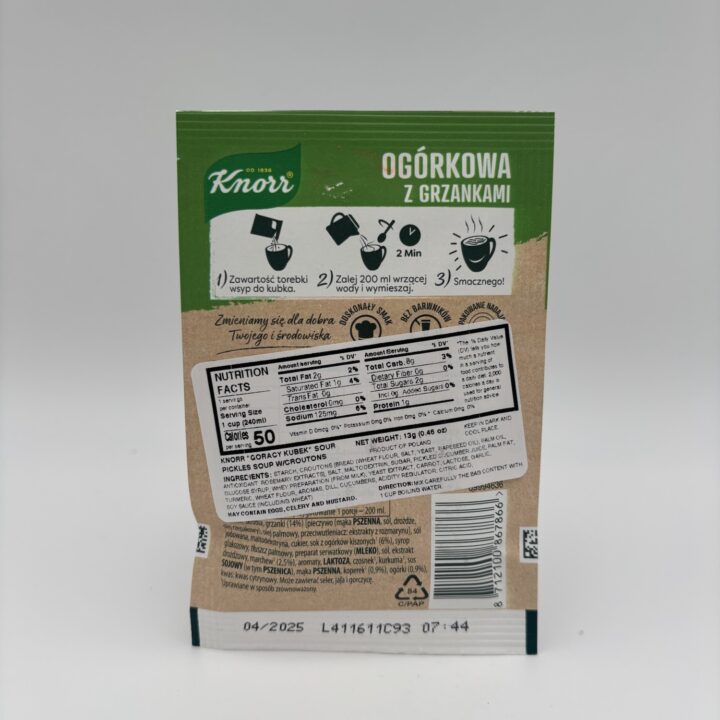 Alternative view of knorr ogorkowa z grzankami