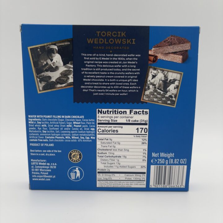 Alternative view of E.Wedel Torcik Wedlowski, Wafer with peanut filling in dark chocolate